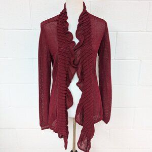 NWOT Eileen Fisher Ruffle Collar Cardigan, Medium